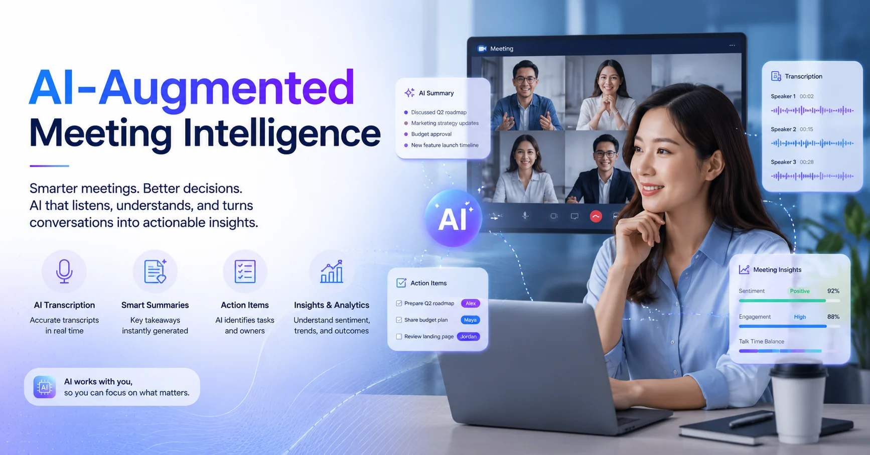 Ilustrasi untuk artikel AI‑Augmented Meeting Intelligence
