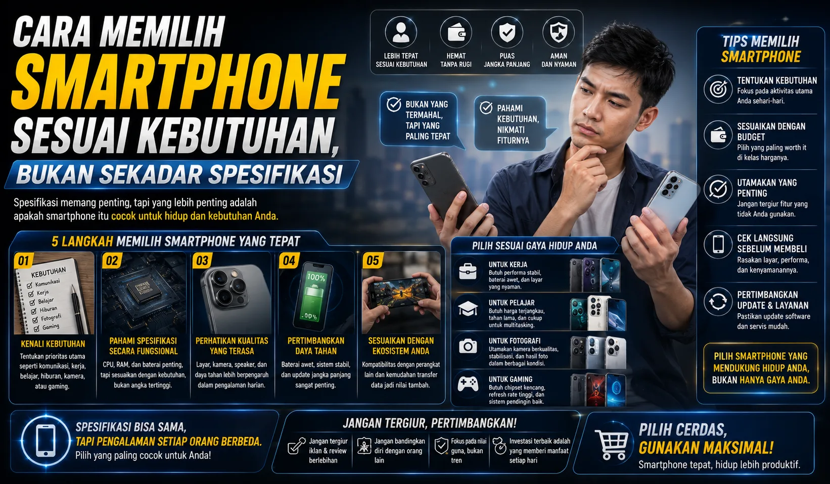 Tampilan beberapa smartphone di atas meja kerja